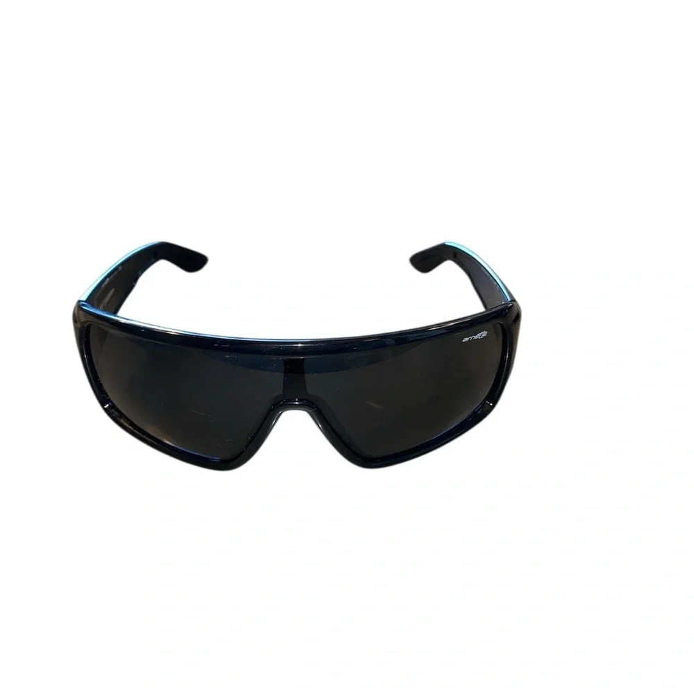 Arnette Glossy Black Barn Burner Sunglasses w/ case silver hardware full cover